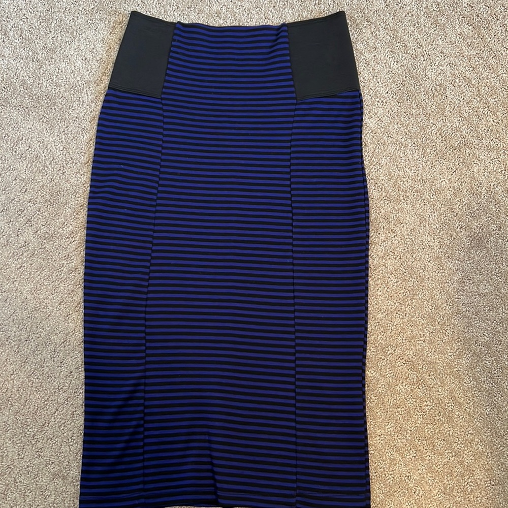 Blue and black striped skirt